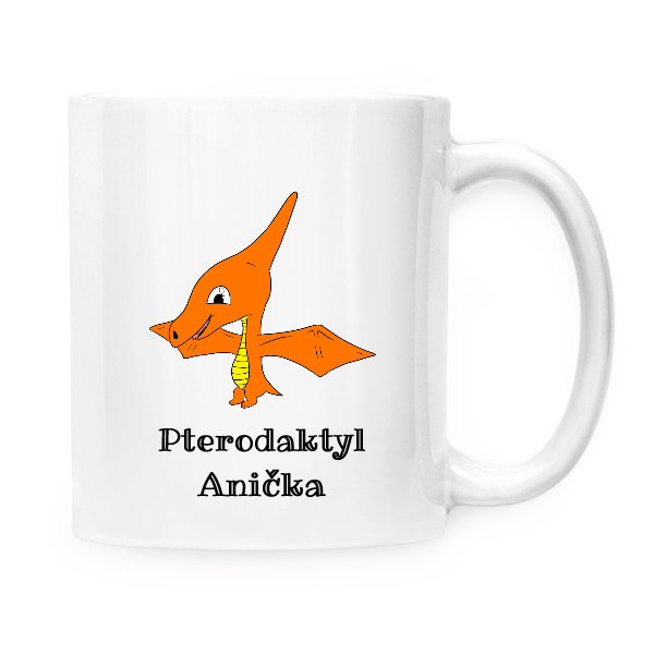 Hrnek malý bílý s potiskem Hrnek s pterodaktylem