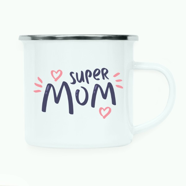 Plecháček - nerezový lem s potiskem SUPER MOM
