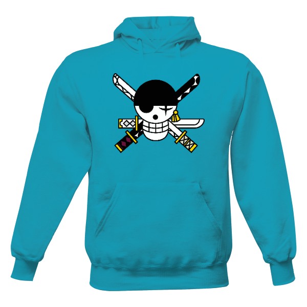 Pánská mikina s kapucí Just Hoods s potiskem ZORO skull - ONE PIECE edition